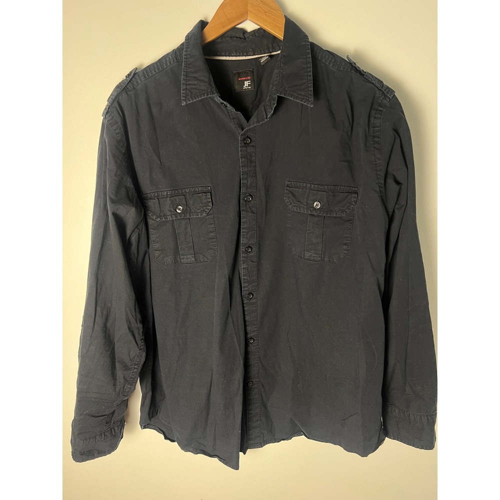 J. Ferrar Button Down Shirt Mens XXL Black Modern Fit Long Sleeve Casual Dressy